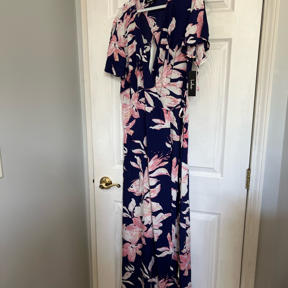 Floral wrap front open back maxi dress Lulus